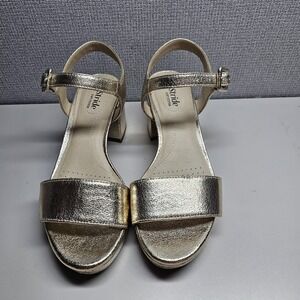 LifeStride Rhythmn Gold Metallic Platform Block Heel Sandals Women's 7